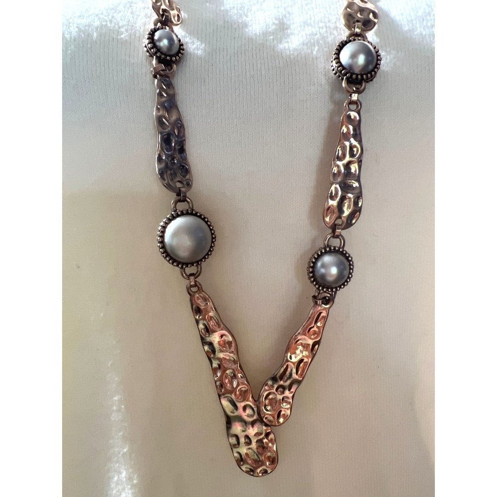 Adolfo Dominguez Hammered Copper Necklace -- 36"